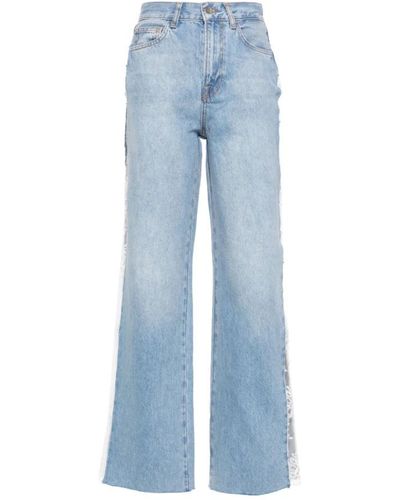 Liu Jo Blaue high-waisted straight lace jeans