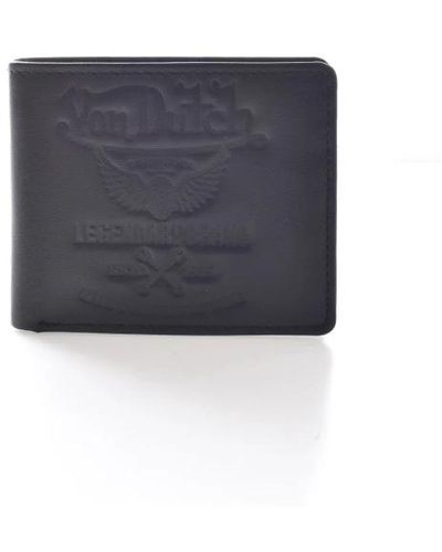 Von Dutch Portafoglio in pelle nera con portamonete e scomparti per carte di credito - Blu