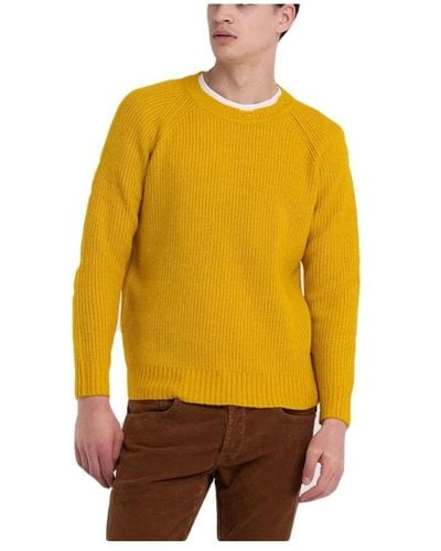 Replay Round-Neck Knitwear - Yellow