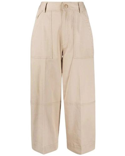 Moncler Cropped Trousers - Natural