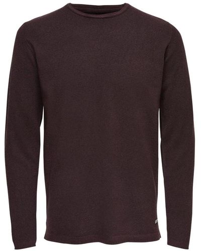 Only & Sons Felpa bordeaux uomo - Marrone