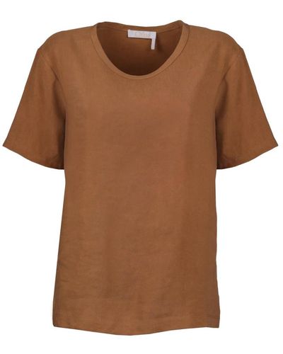 Chloé Linen and silk t-shirt - Marrone