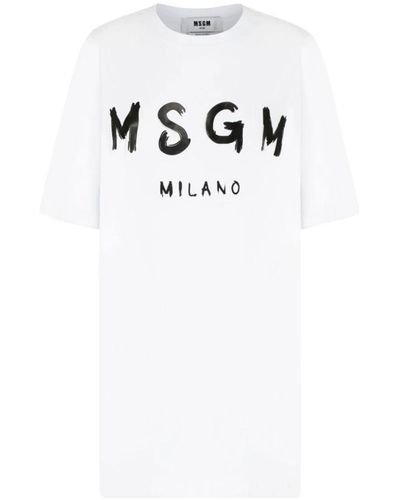 MSGM T-shirt in cotone bianco con stampa logo