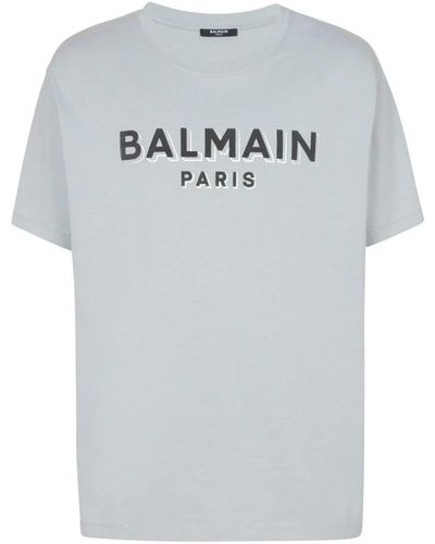 Balmain Logo print jersey t-shirt - Grau