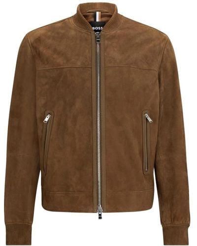BOSS Leather Jackets - Brown