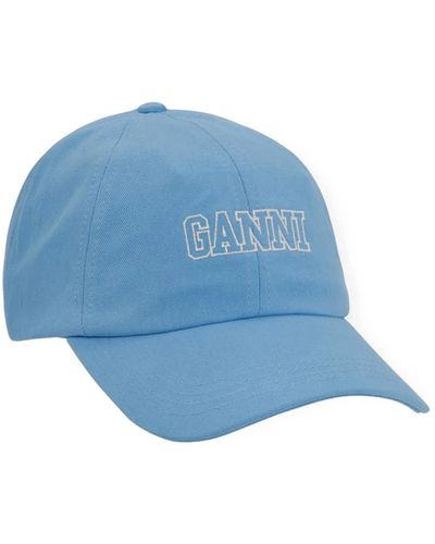 Ganni Azure cotton baseball cap - Blau