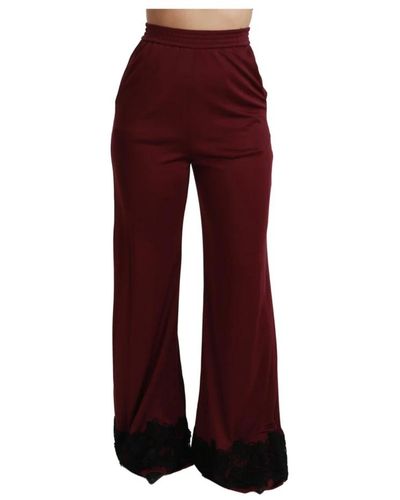 Dolce & Gabbana High Waist Wide Leg Pants - Rot