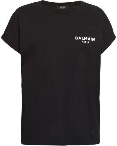 Balmain Beflocktes t-shirt - Schwarz