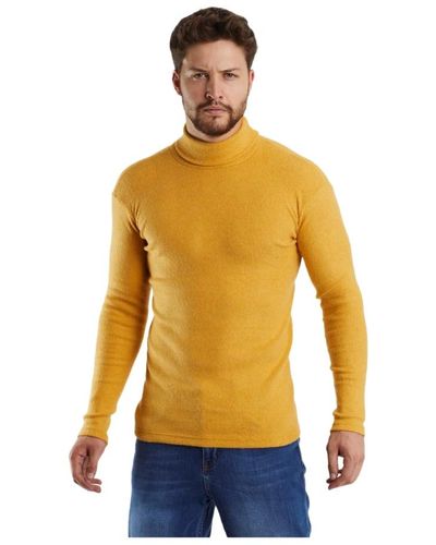 Goldenim Paris Weicher Pullover gefallener Rollkragen - Gelb