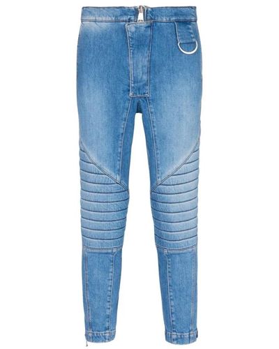 Balmain Ribbed cotton slim-fit jeans - Blu