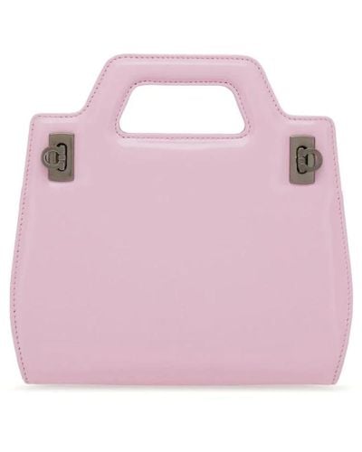Ferragamo Rosa gancini lederhandtasche - Pink