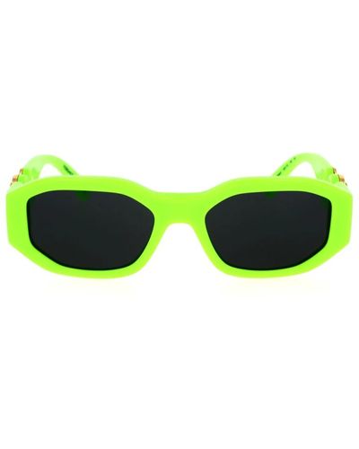 Versace Sonnenbrille mit unregelmäßiger form in fluoreszierendem grün und dunkelgrau - Gelb