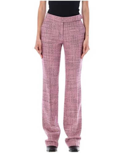 Stella McCartney Pantalones slim fit de lana mouline rosa