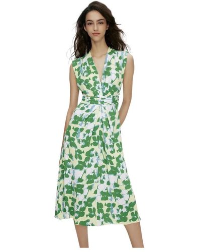Diane von Furstenberg Earth floral abito senza maniche con scollo a v - Verde