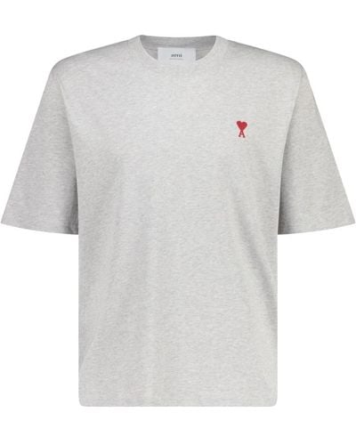 Ami Paris Oversized t-shirt mit logo-stickerei - Grau