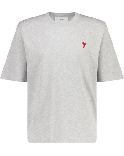 Ami Paris T-shirt oversize con ricamo del logo - Grigio