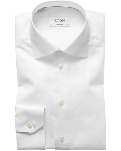 Eton Firma twill slim fit t-shirt - Bianco