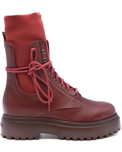 Le Silla Lace-Up Boots - Red