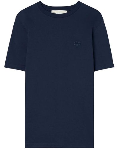 Tory Burch Logo besticktes t-shirt - Blau