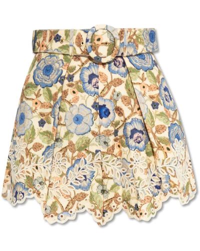 Zimmermann Shorts de lino con motivo floral - Metálico