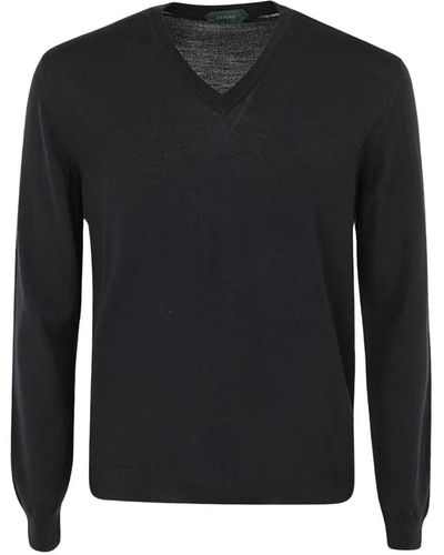 Zanone Knitwear > v-neck knitwear - Noir