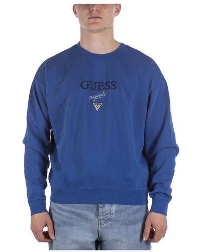 Guess Go baker blaues crewneck-logo-sweatshirt