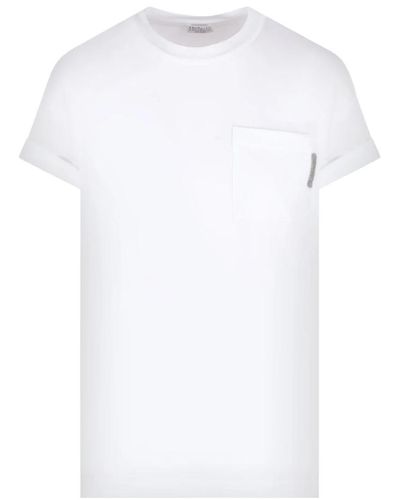 Brunello Cucinelli Camisetas y polos blancos con mangas cortas
