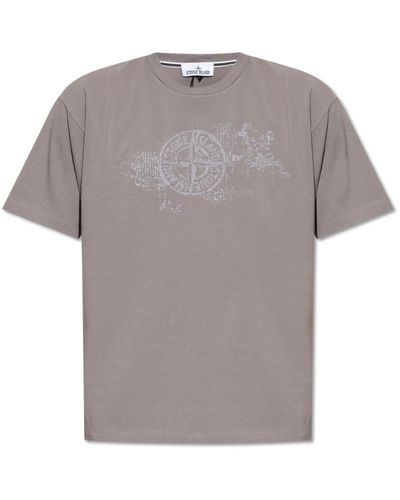 Stone Island T-shirt mit logo - Grau
