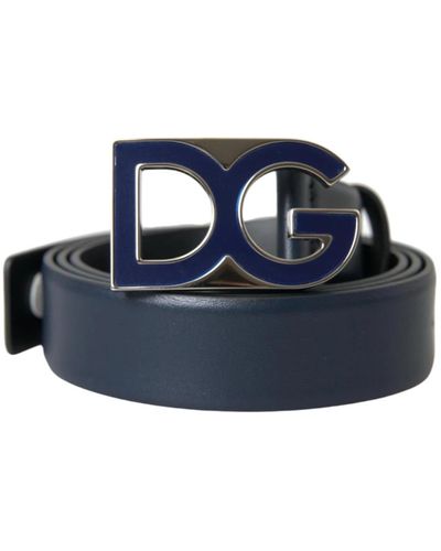 Dolce & Gabbana Blauer leder metall schnalle gürtel