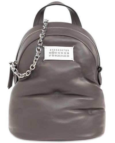 Maison Margiela Leder-rucksack mit der option, als tasche getragen zu werden - Grau