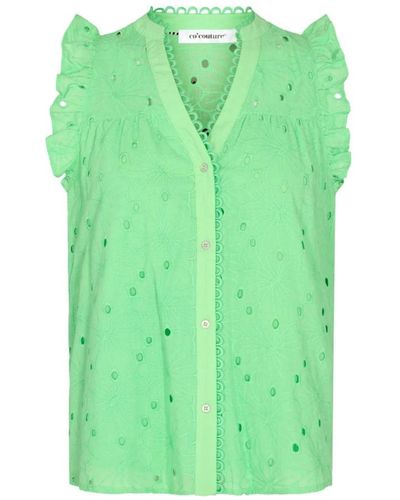co'couture Sleeveless Tops - Green