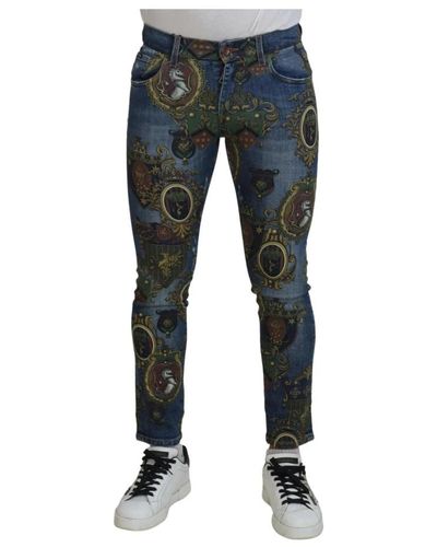 Dolce & Gabbana Medal print slim fit jeans - Blau
