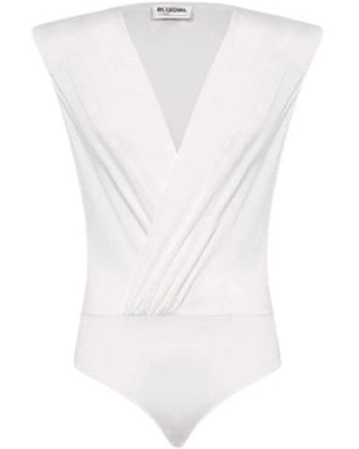 Blugirl Blumarine Kreide weißes drapiertes v-ausschnitt shirt