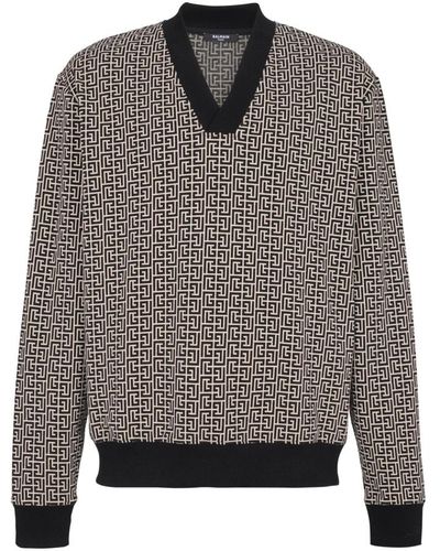 Balmain Mini monogrammed jacquard sweatshirt - Grau