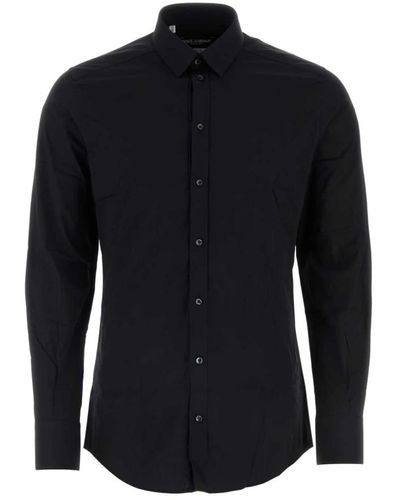 Dolce & Gabbana Stretch-popeline-hemd in schwarz