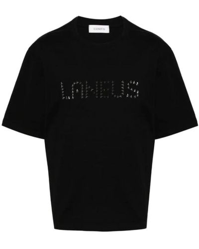 Laneus Nieten schwarzes baumwoll-t-shirt