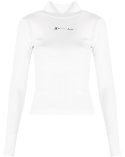 Champion Jersey de cuello alto estilo minimalista - Blanco