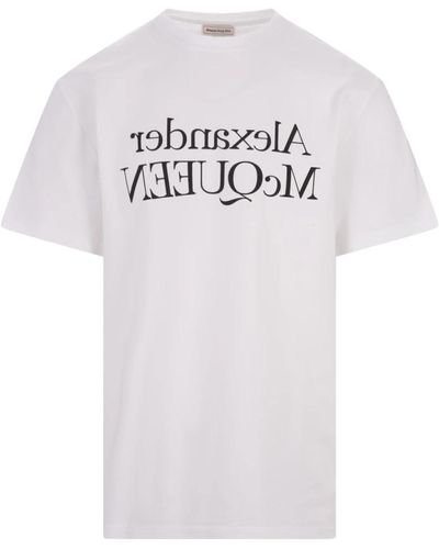 Alexander McQueen Weißes crew-neck t-shirt mit logo