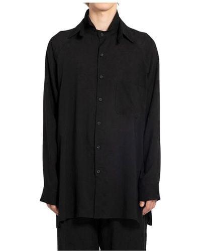 Yohji Yamamoto Schwarzes drapiertes lawn hemd