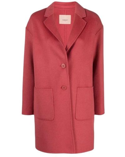 Twin Set Single-Breasted Coats - Red