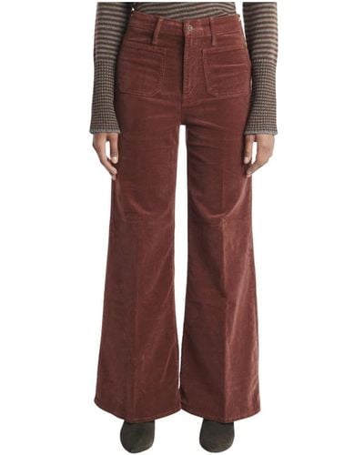 Mother Wide Trousers - Brown