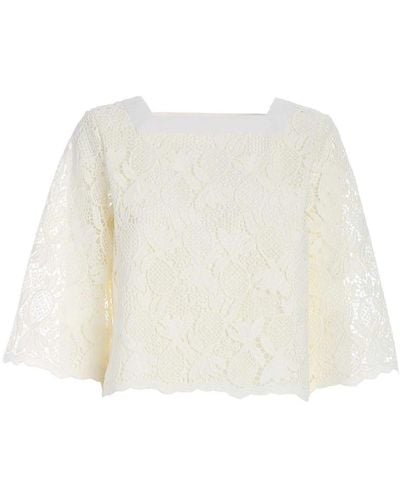 See By Chloé Ananas lace sleeve top - Bianco
