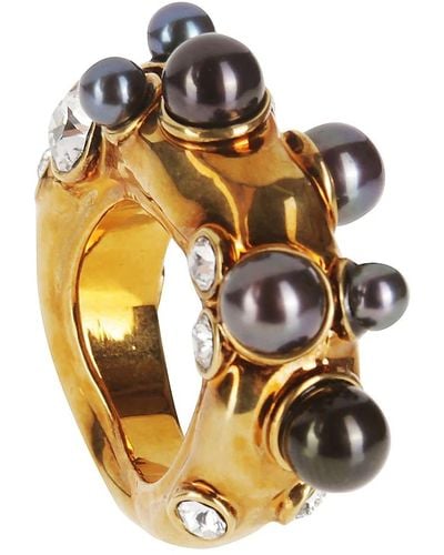 Dries Van Noten Perla strass anello in metallo dorato - Metallizzato