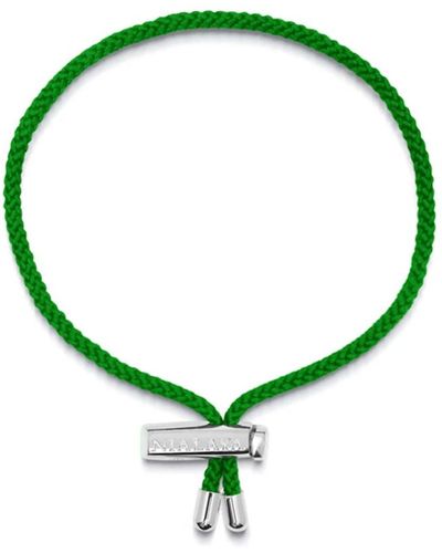 Nialaya Bracciale a corda degli uomini con serratura argentata regolabile - Verde