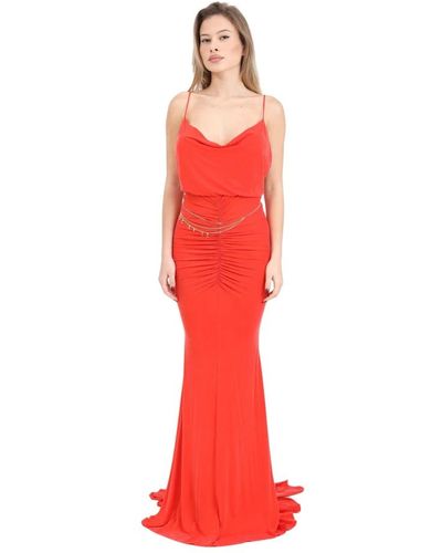 Elisabetta Franchi Vestido estilo sirena coral rojo