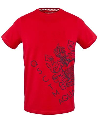 Aquascutum T-shirt logo in cotone collezione primavera/estate - Rosso
