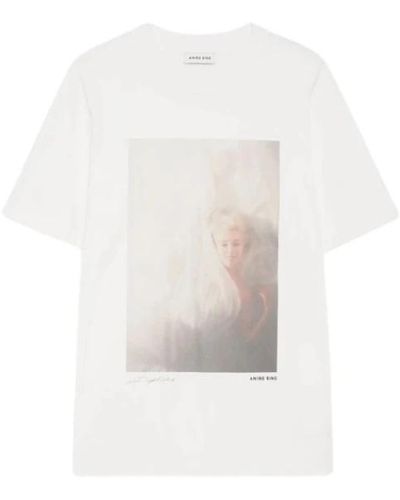 Anine Bing Kurzarm faded t-shirt marilyn monroe - Weiß