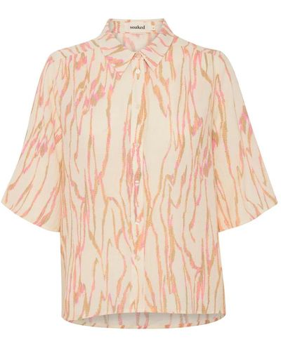 Soaked In Luxury Weiß trace kurzarm bluse - Natur