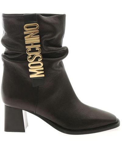 Moschino Metallic letters Ankle Boots - Schwarz
