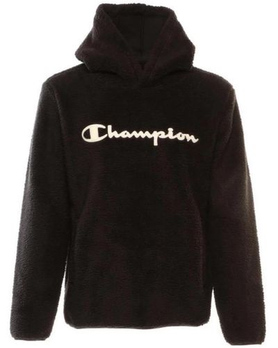 Champion Felpa con cappuccio nera e grande logo - Nero